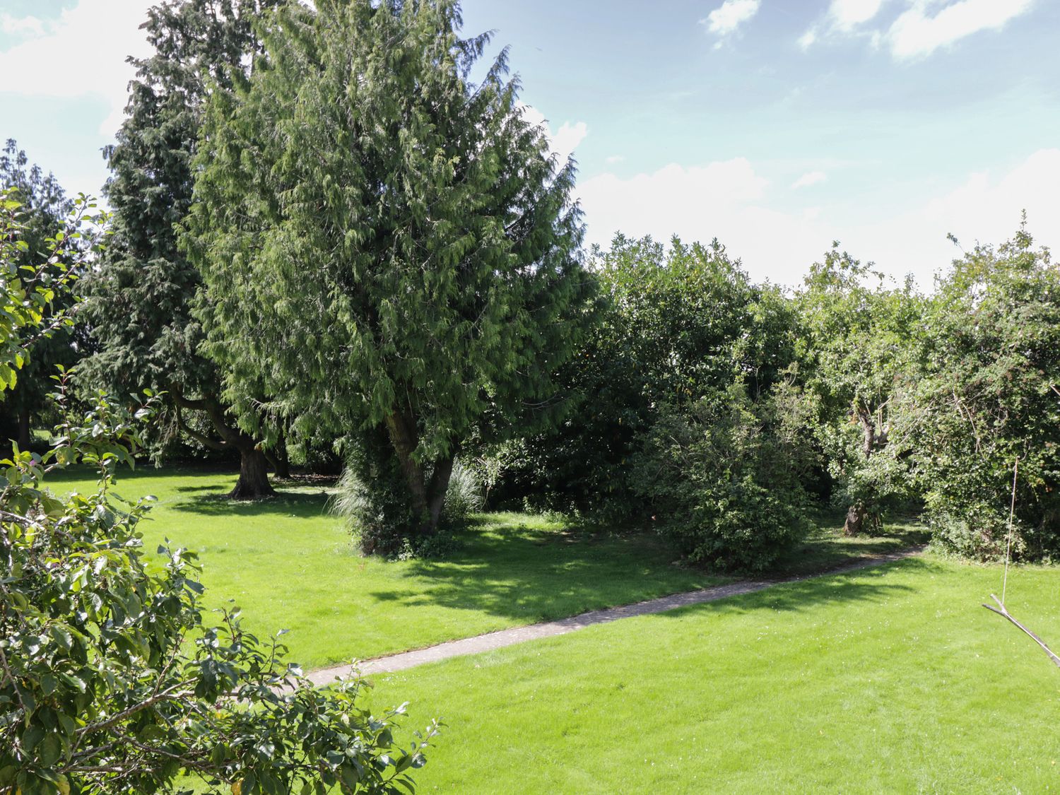 A garden with grass lawn bushes and trees at The Old Barn in Barnard Gate near Eynsham