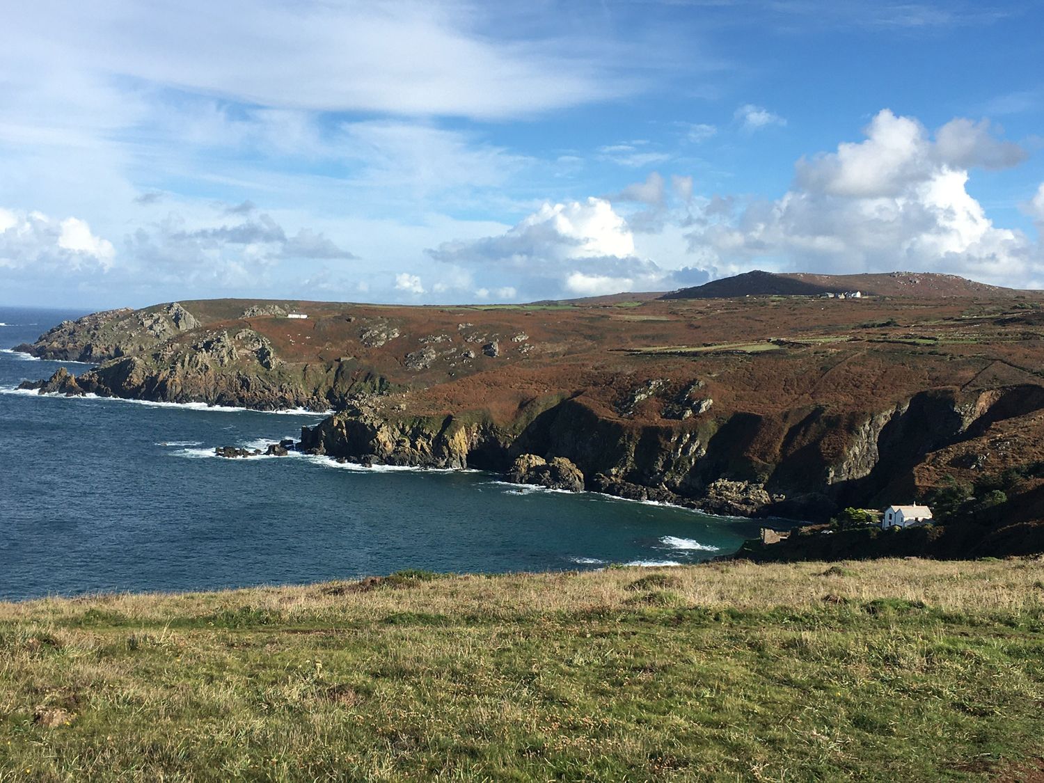 A coastal landscape with cliffs grass and ocean at The Old Vicarage in Morvah