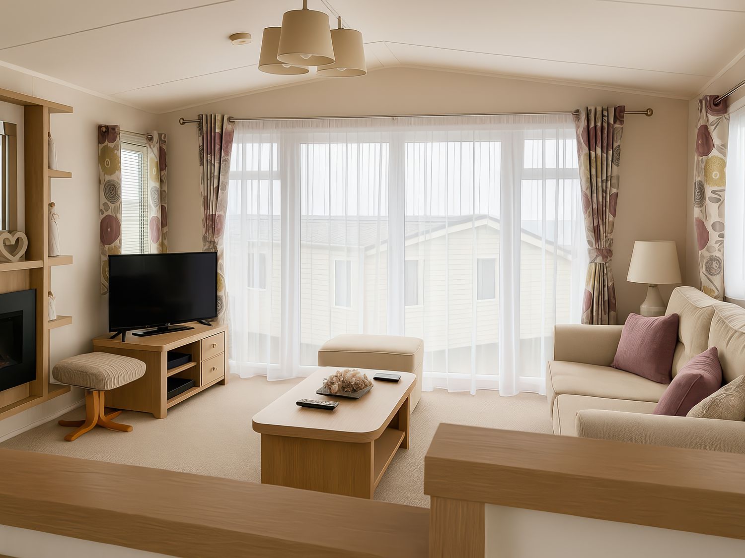A living room with a television and sofa at Freshwater Beach Holiday Park - Holiday Accommodation 17116 near Burton Bradstock