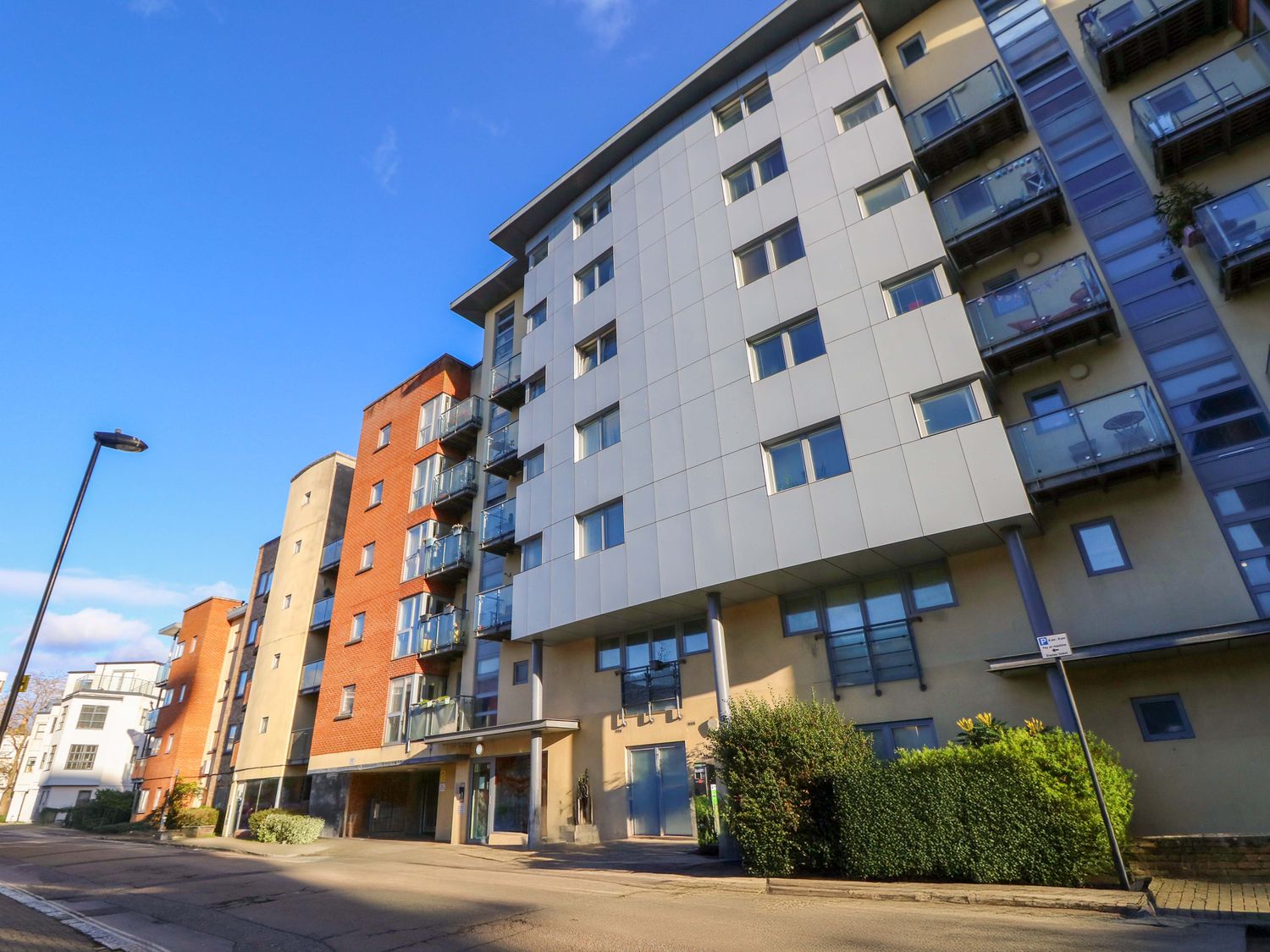 An apartment building with balconies at 53 Orchard Place