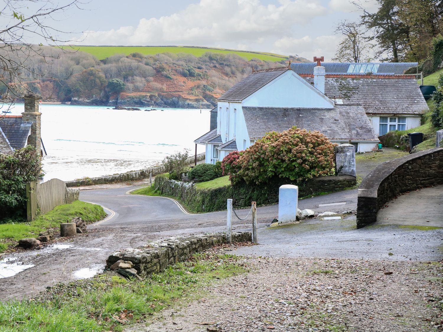 A view of houses along the road near water at 3 Moult Farm Cottages Salcombe