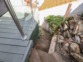 Stairs leading down to a garden area at Cobbles House in Whitby