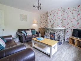 A living room with a fireplace and television at 8 Glan Ysgethin in Barmouth