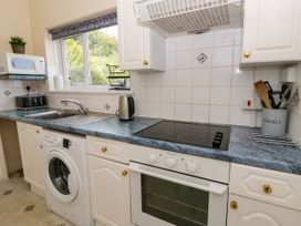 A kitchen with appliances and utensils at Delyn Aur Tresaith, Ceredigion