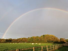 A field with cows and a rainbow at Buttercups at Midway in Kington