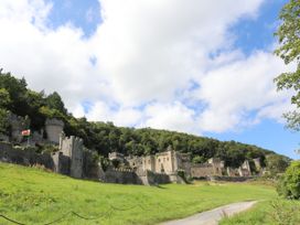 A castle with stone walls and a flag surrounded by grass at Castle Cove in Abergele
