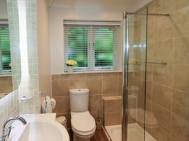 A bathroom with a toilet and a shower at Underheron in Grasmere