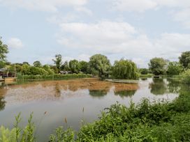 A lake surrounded by trees and grass at Acorn Lodge At Bridge Lake Farm & Fishery Chacombe