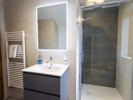 A bathroom with a sink and shower at High Dow Crag in Coniston
