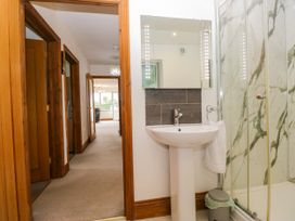 A bathroom with a sink and shower at Sherriff, Troutbeck, near Keswick