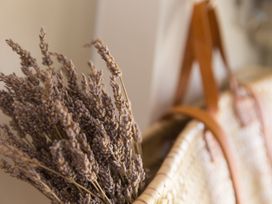 A basket with lavender at Scilly Stack in Penzance