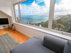 A living room with a view of the ocean at Bayside in Carbis Bay