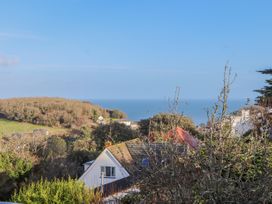 A coastal view with houses trees and hill overlooking the sea at Flat 3 Channel View in Torquay