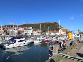 A marina with boats and buildings along the waterfront at The Lookout in 