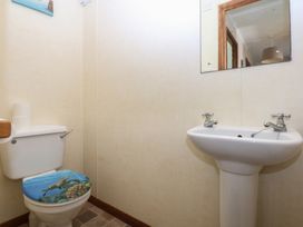 A bathroom with toilet and sink at 16 Forest Lodge in Chwilog