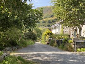 A road with houses and trees along the sides at Swn Yr Afon in Abergynolwyn near Tywyn