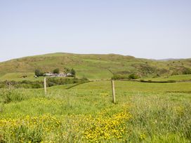 A rural landscape with grass, flowers, a hill, and a house at Beech in Ulverston
