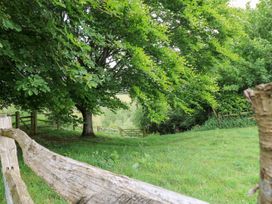 An outdoor area with a tree and a wooden fence at Pudding Hill Barn Cottage Bibury