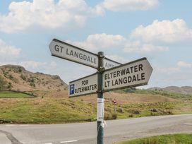 A signpost indicating directions to GT Langdale, Elterwater, and LT Langdale in Elterwater near Chapel Stile
