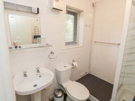 A bathroom with a sink toilet and shower area at The White House in Torquay