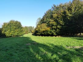 A grassy area with trees and blue sky at Narracott Down in South Molton