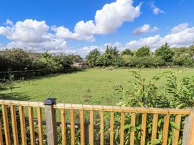 A garden with grass and trees at Church View in Withernwick near Aldbrough