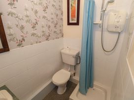 A bathroom with a shower and toilet at Sea View House in Tully, County Galway