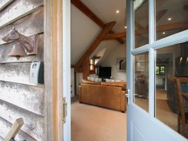 A view of a living room from an entrance at Pultheley Cottage in Hyssington near Churchstoke