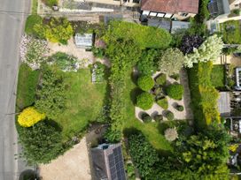 An aerial view of a garden with pathways and landscaping at White House