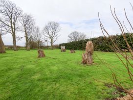 A garden with tree stumps and grass at Kittiwake, Flamborough
