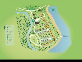 A map of Golden Oak and Silver Birch cabins with icons for archery canoeing bike hire toilets parking and no vehicle access at Ardgartan Argyll Golden Oak Lochside Ardgartan Loch Long