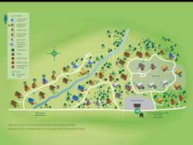A map showing cabins and trails at Glentress Forest Golden Oak Hideaway in Glentress Forest Peebles