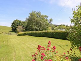 A garden with grass and flowers at Bryn Bras in Corwen