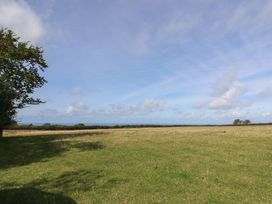 A field with grass and trees near the ocean at Llainorfa in Maenygroes near New Quay