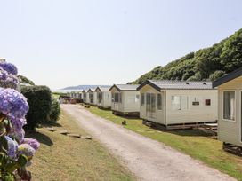 A row of caravans along a path at Caravan 7 in Plymouth