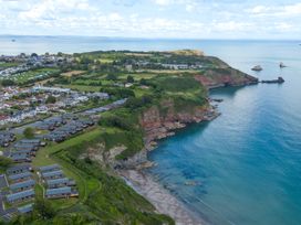 A coastline with holiday homes and greenery at Lodge 15 at Landscove Holiday Park Brixham