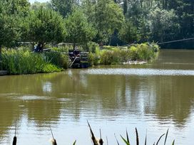 A fishing area by a pond with greenery at Willow in Dolton