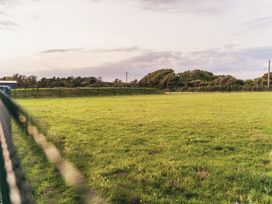 An outdoor field with grass and trees at Glanllyn Bach in Llanfaelog