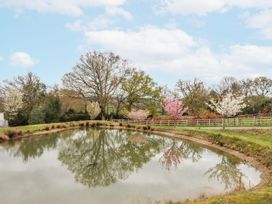 A pond surrounded by trees and grass at Lower Moorwood in Moorwood near Bovey Tracey