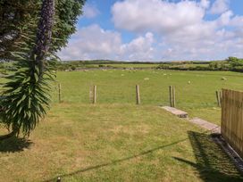 A garden with grass and sheep in the field at Hilldene Treknow