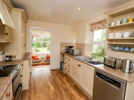 A kitchen with appliances and a view at 28 Rock Villas in Carnforth