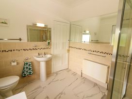 A bathroom with a sink, toilet, and shower at Rosemont in Adare