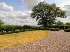 A garden with a tree and gravel path at Hoddell Pitch Cottage Kinnerton near New Radnor