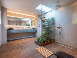 A bathroom with sink and shower at Deer Close in Coniston