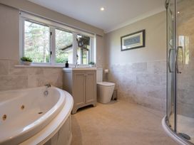 A bathroom with a bathtub, toilet, sink, and shower at Marina View in Bowness-On-Windermere