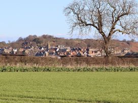 A view of houses in a village with a tree and field at Seafield Granary in Alnmouth