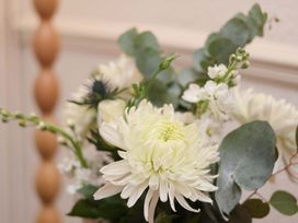 A bouquet of white flowers and greenery at Wayside Farm Dairy Cottage Cloughton near Burniston