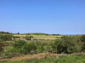 A landscape view of fields and trees at Wayside Farm Cart Cottage in Cloughton near Burniston