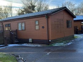 A cabin with windows and steps at Woodland View 31 - The Hawthorns near Chudleigh