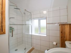 A bathroom with a shower and toilet at 1 Dingle Cottage in Worcester